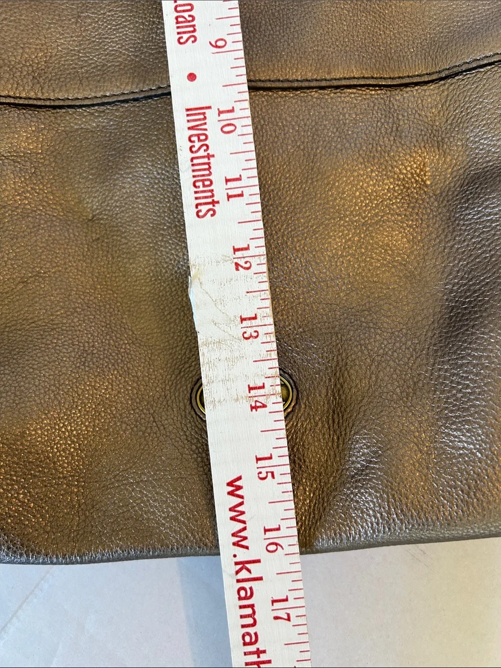 FOSSIL LARGE LEATHER BRONZE FOLDOVER TOTE CROSSBODY HOBO BAG